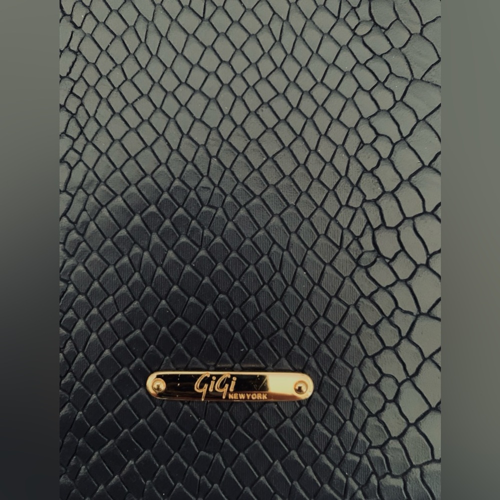 GIGI New York Navy Clutch•Detachable Strap•Tassel•Python Embossed Leather•NWT - Picture 4 of 12